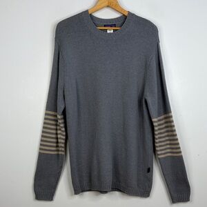 Patagonia Sweater Mens Large Gray Tan Lambswool Crew Neck Pullover Long Sleeves